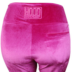 Hood Goodie Womens Panne Velvet Set Hooded Long Sleeve Top with Pants Pink