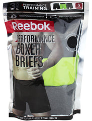 Reebok Mens Performance Training Boxer Briefs Black Phantom Grey Print Pack of 3